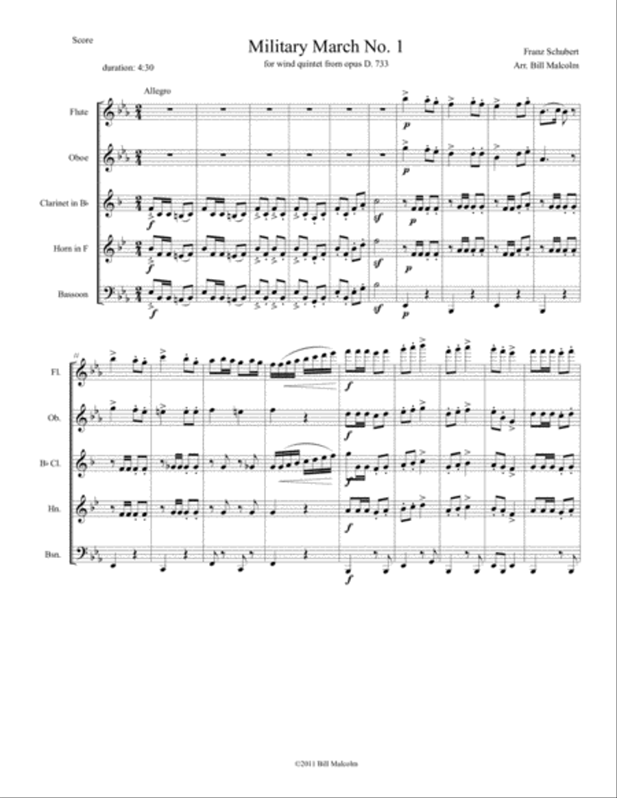Military March No. 1 Military March No. 1 Woodwind Quintet scores gallery preview page 1