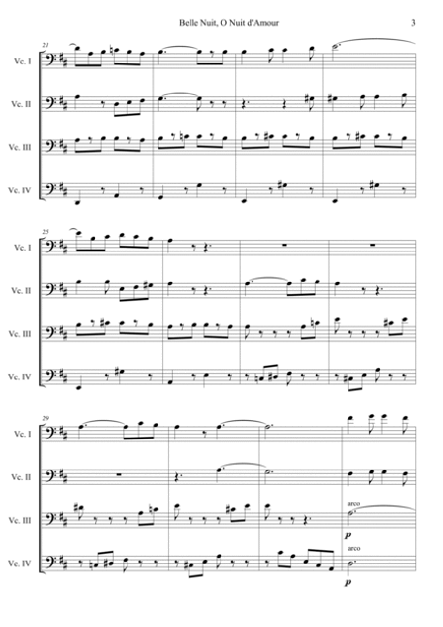 Belle Nuit o nuit d'amour Cello scores gallery preview page 3