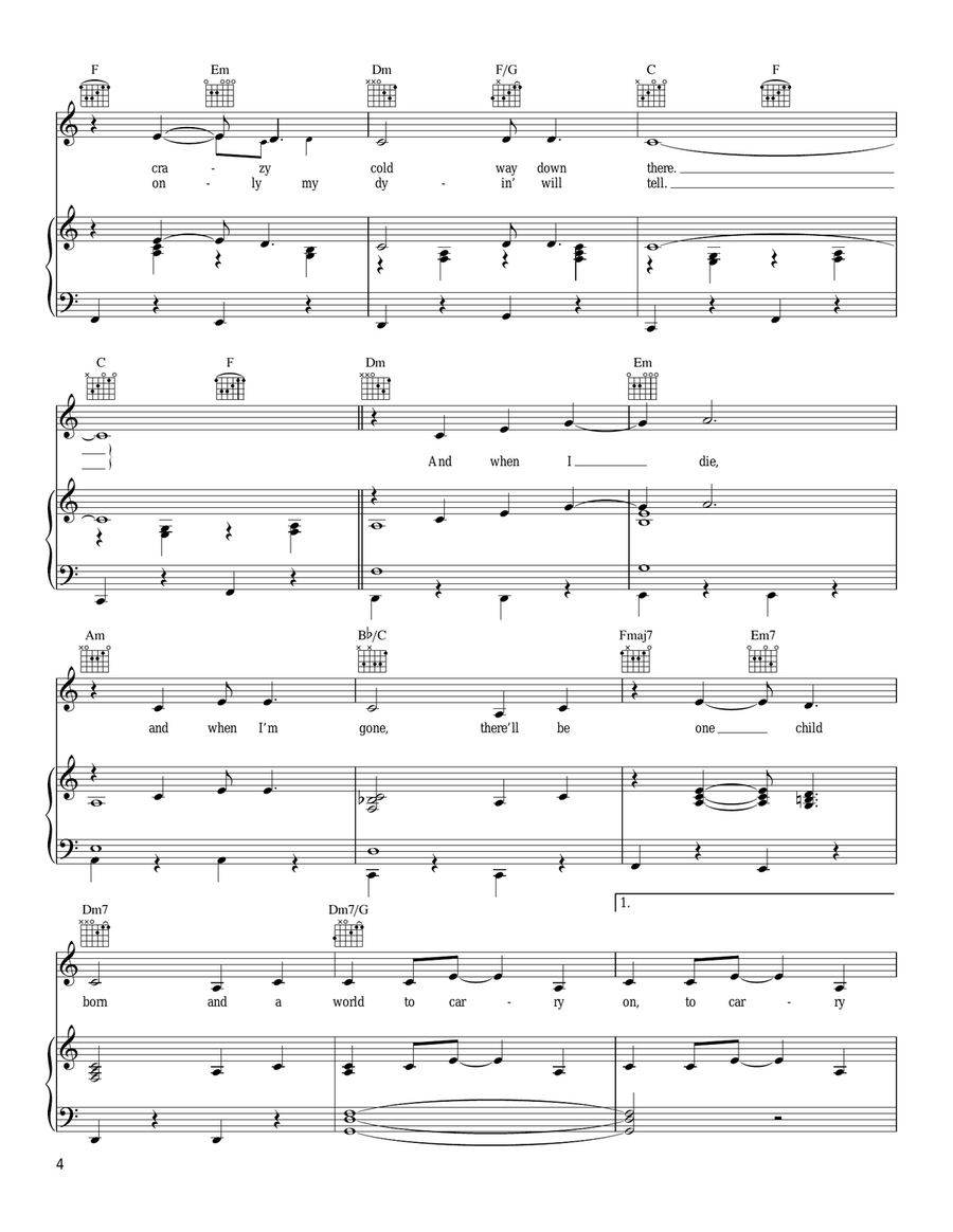 And When I Die Piano, Vocal, Guitar scores gallery preview page 4