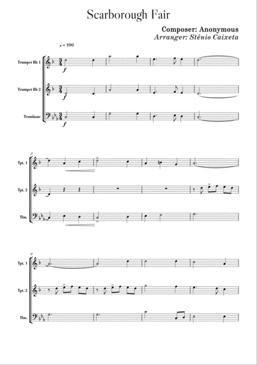 Scarborough Fair Scarborough Fair Brass Duet scores gallery preview page 3