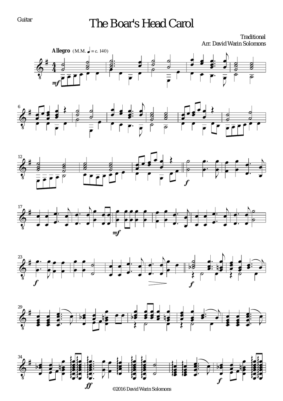 The Boar's Head Carol for cor anglais and guitar English Horn scores gallery preview page 4