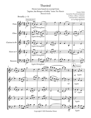 Thaxted (hymn tune based on excerpt from "Jupiter" from The Planets) (Bb) (Woodwind Quintet - 1 Flut