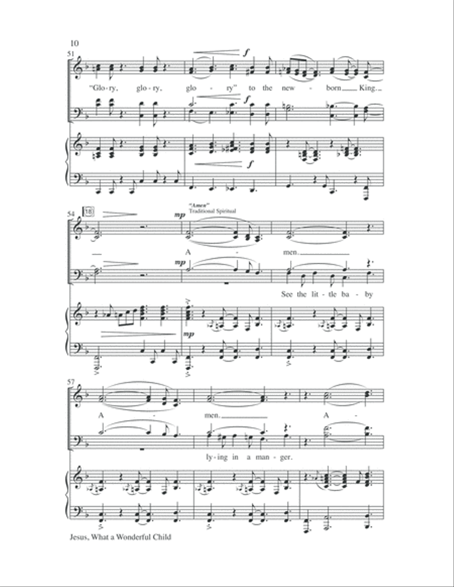 Jesus, What a Wonderful Child with Amen 4-Part scores gallery preview page 10