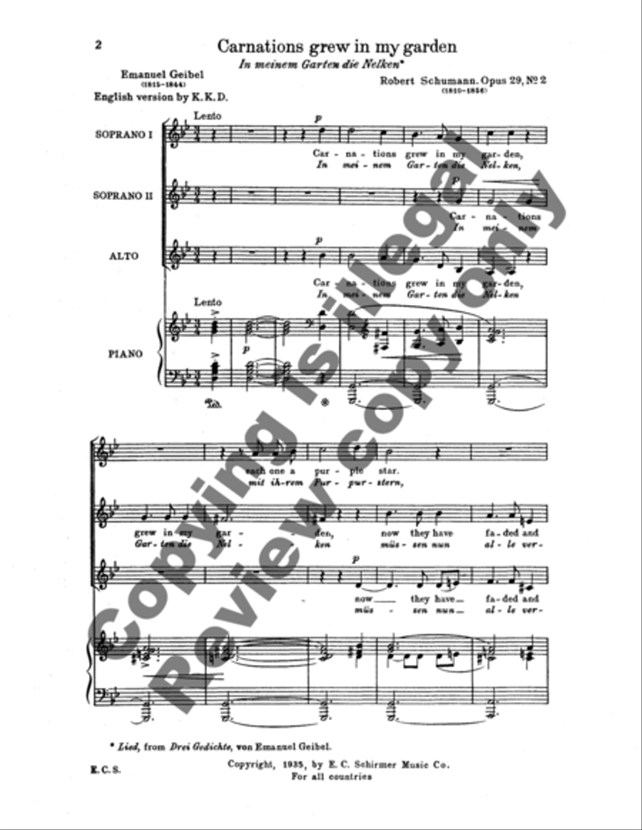 In meinem Garten (Carnations Grew In My Garden), Op. 29/2 SSA scores gallery preview page 6