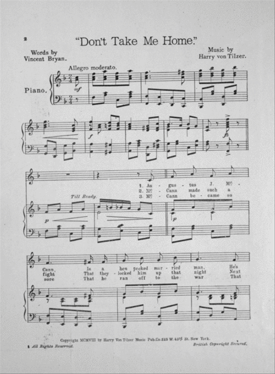 Don't Take Me Home. Comic Novelty Song Voice scores gallery preview page 2