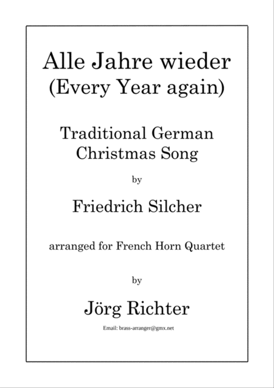 Every Year Again (Alle Jahre wieder) for French Horn Quartet Brass Quartet scores gallery preview page 1