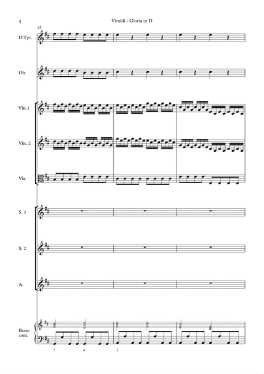 Vivaldi: Gloria in D major (SA soli, SSA choir edition) - Score Only