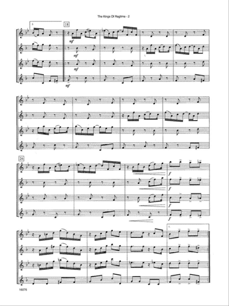 The Kings Of Ragtime Saxophone Quartet scores gallery preview page 3