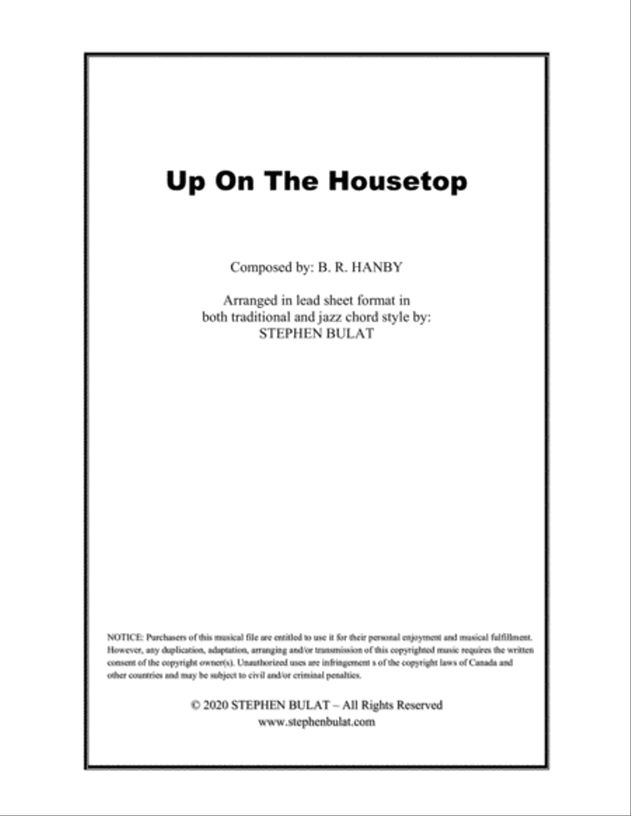 Up On The Housetop - Lead sheet arranged in traditional and jazz style (key of Eb)