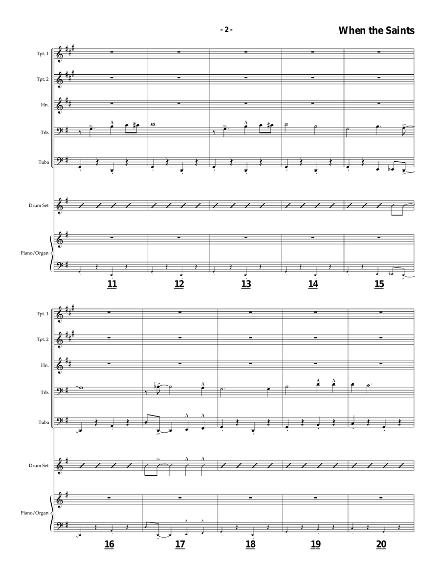 When the Saints Go Marching In for Brass Quintet with trombone solo image number null
