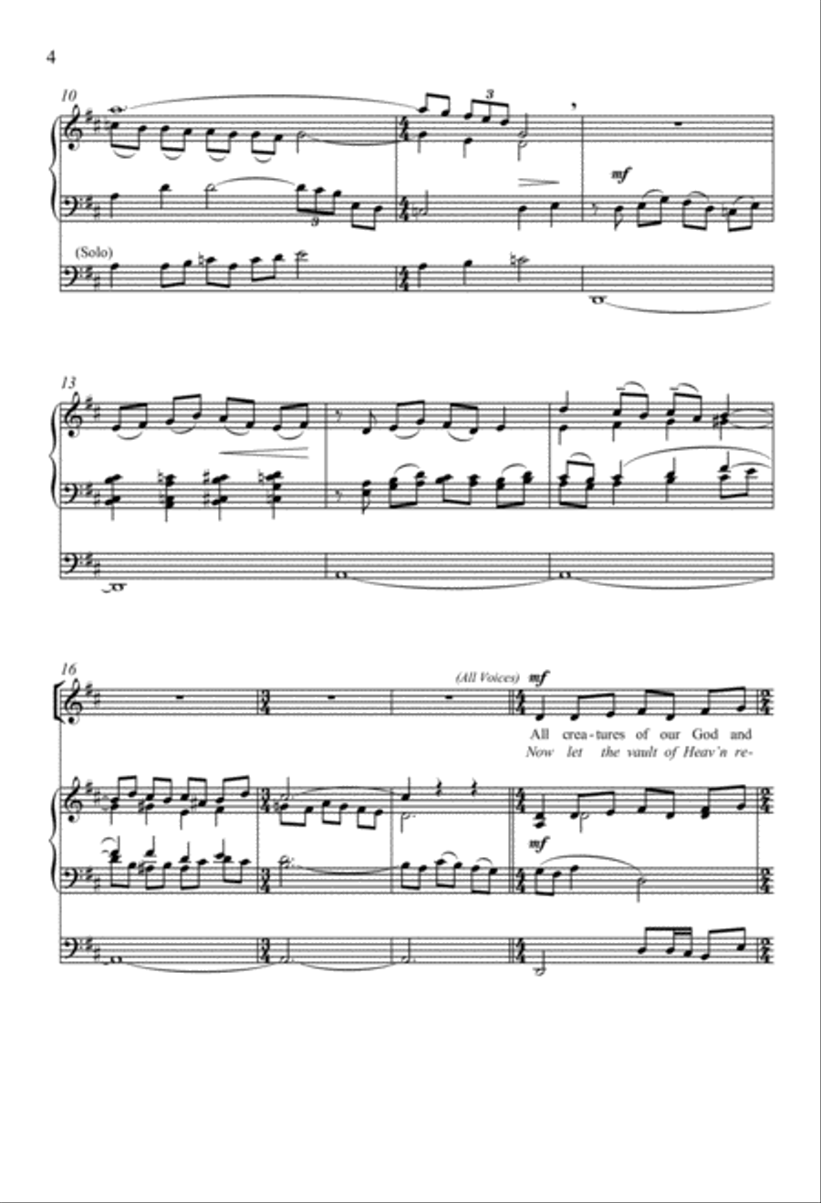 All Creatures of Our God and King (Now Let the Vault of Heaven Resound) 4-Part scores gallery preview page 4
