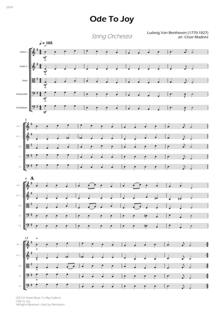 Ode To Joy - Easy String Orchestra (Full Score and Parts) image number null