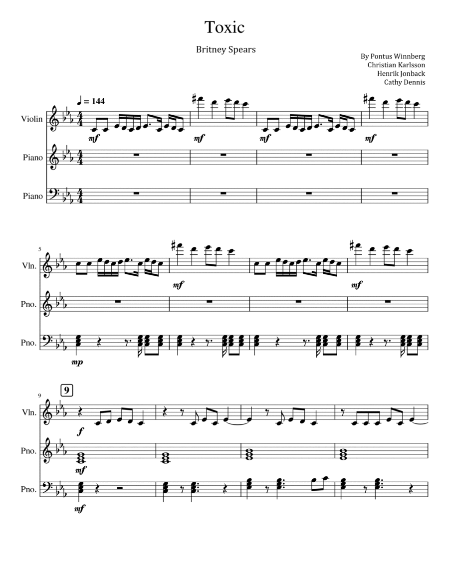 Toxic Violin Solo scores gallery preview page 1