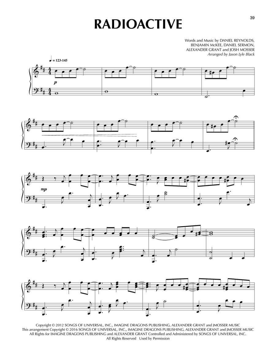 Radioactive (arr. Jason Lyle Black) Piano Solo scores gallery preview page 1
