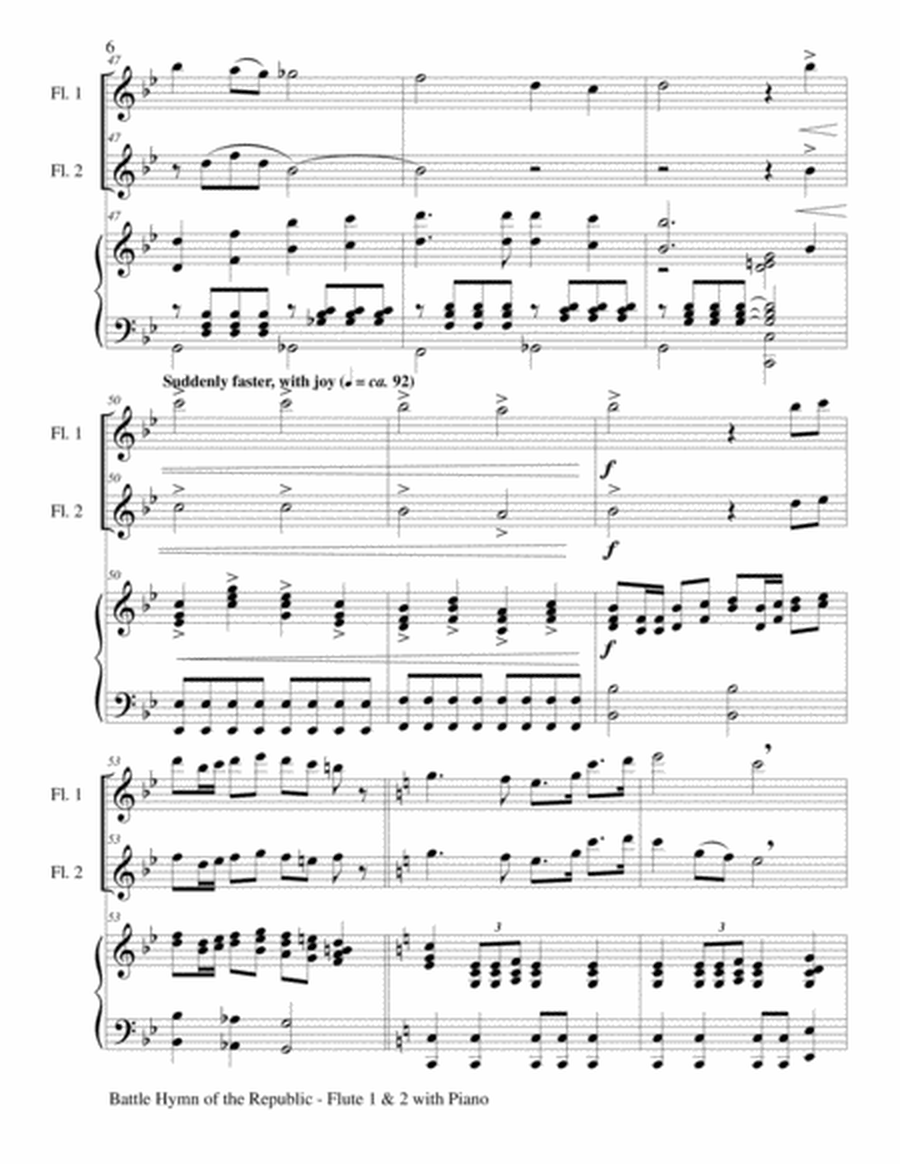 BATTLE HYMN OF THE REPUBLIC (Trio– Flute 1, Flute 2 and Piano/Score and Parts) image number null