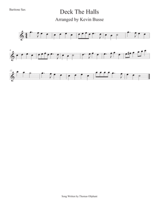 Book cover for Deck The Halls (Easy key of C) Bari Sax