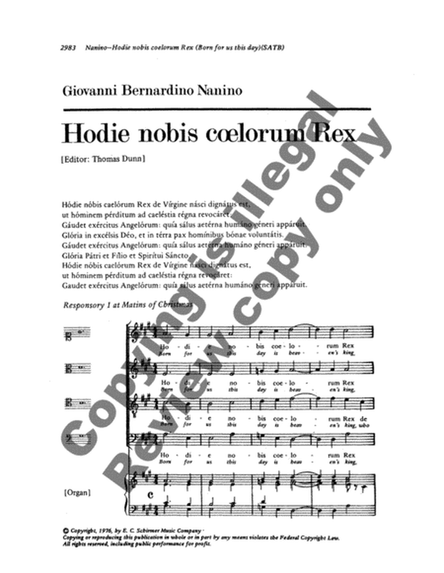 Hodie Nobis Coelorum Rex (Born for us this day)