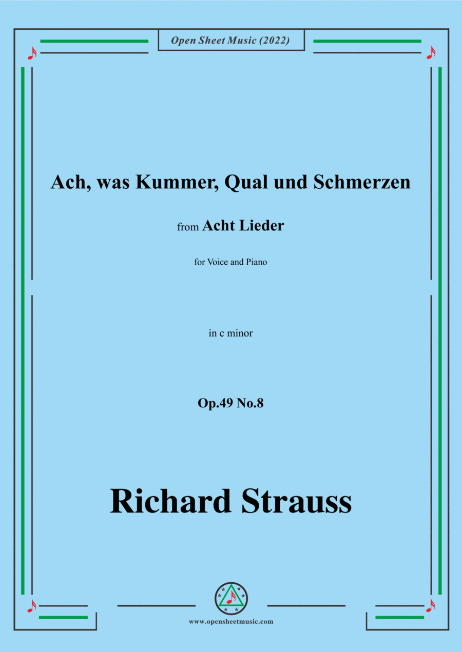 Richard Strauss-Ach,was Kummer,Qual und Schmerzen,in c minor Voice scores gallery preview page 1