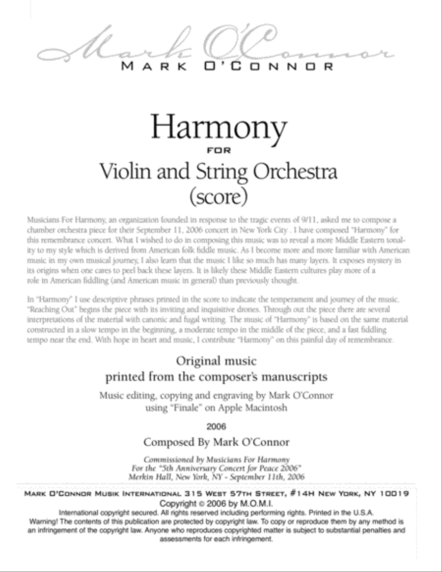 Harmony (score – violin and string orchestra) String Orchestra scores gallery preview page 3
