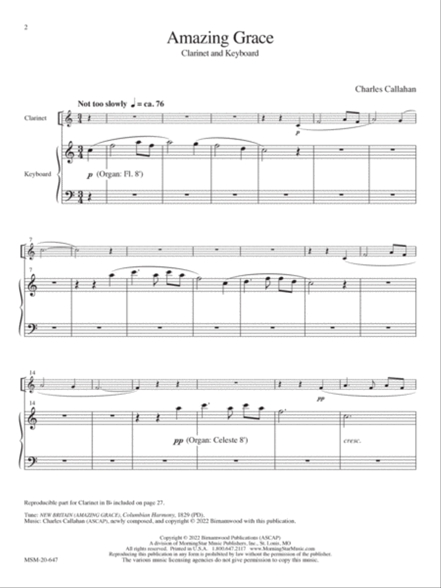 Preludes for Clarinet and Keyboard Clarinet scores gallery preview page 2