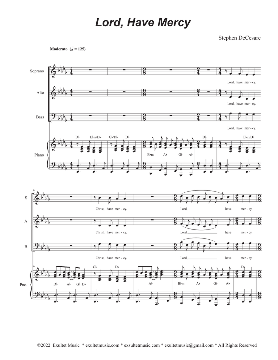 Lord, Have Mercy (Bass solo and SAB) (