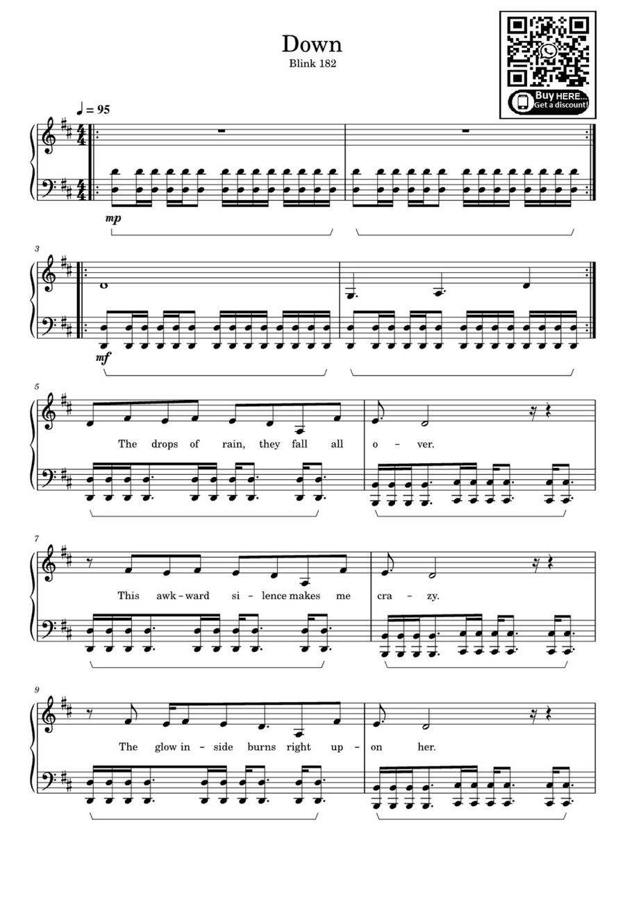 Down Down Easy Piano scores gallery preview page 1