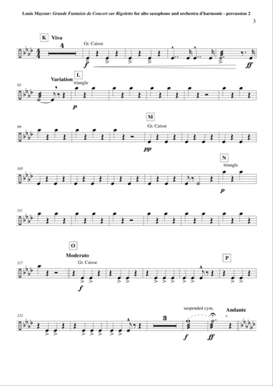 Louis Mayeur: Grande Fantaisie de Concert sur Rigoletto (de Verdi) for alto saxophone and concert b Concert Band scores gallery preview page 3