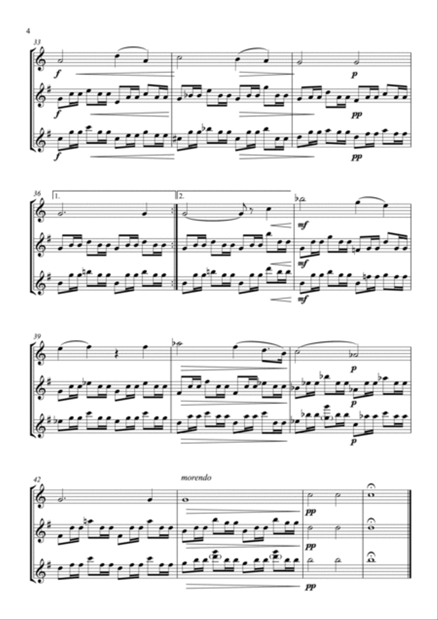 A. Dvořák: I Cavatina (from Drobnosti, op.75a) for Saxophone Trio Woodwind Trio scores gallery preview page 4