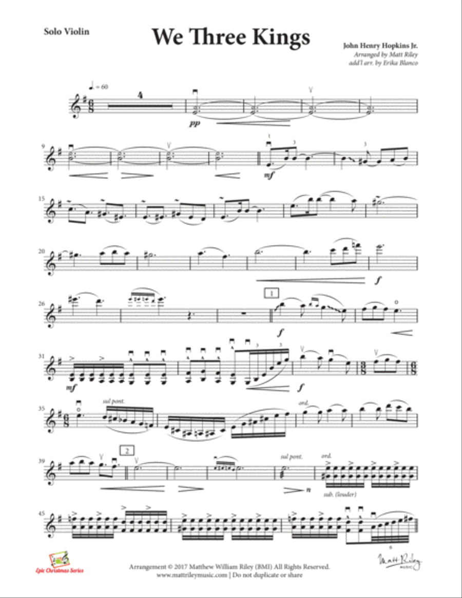 We Three Kings - Violin and Piano Violin Solo scores gallery preview page 3