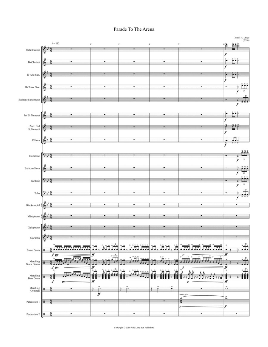 Parade To The Arena Parade To The Arena Marching Band scores gallery preview page 1