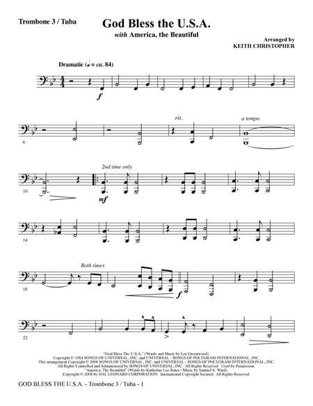 God Bless The U.S.A (with America, The Beautiful) - Trombone 3/Tuba