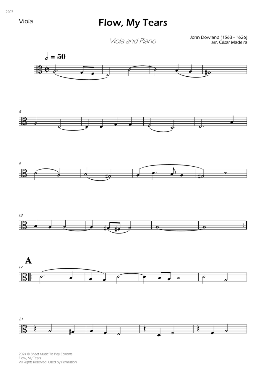 Flow My Tears - Viola and Piano (Individual Parts) Piano scores gallery preview page 1