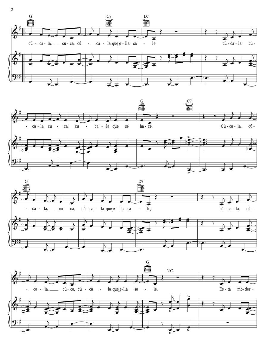 Cucala Piano, Vocal, Guitar scores gallery preview page 2