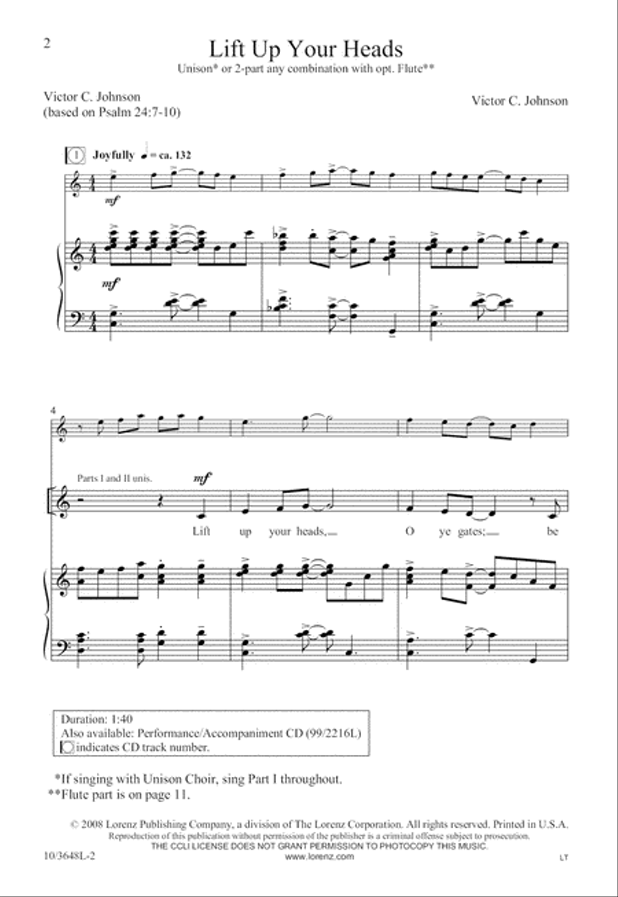 Lift Up Your Heads Unison Choir scores gallery preview page 2