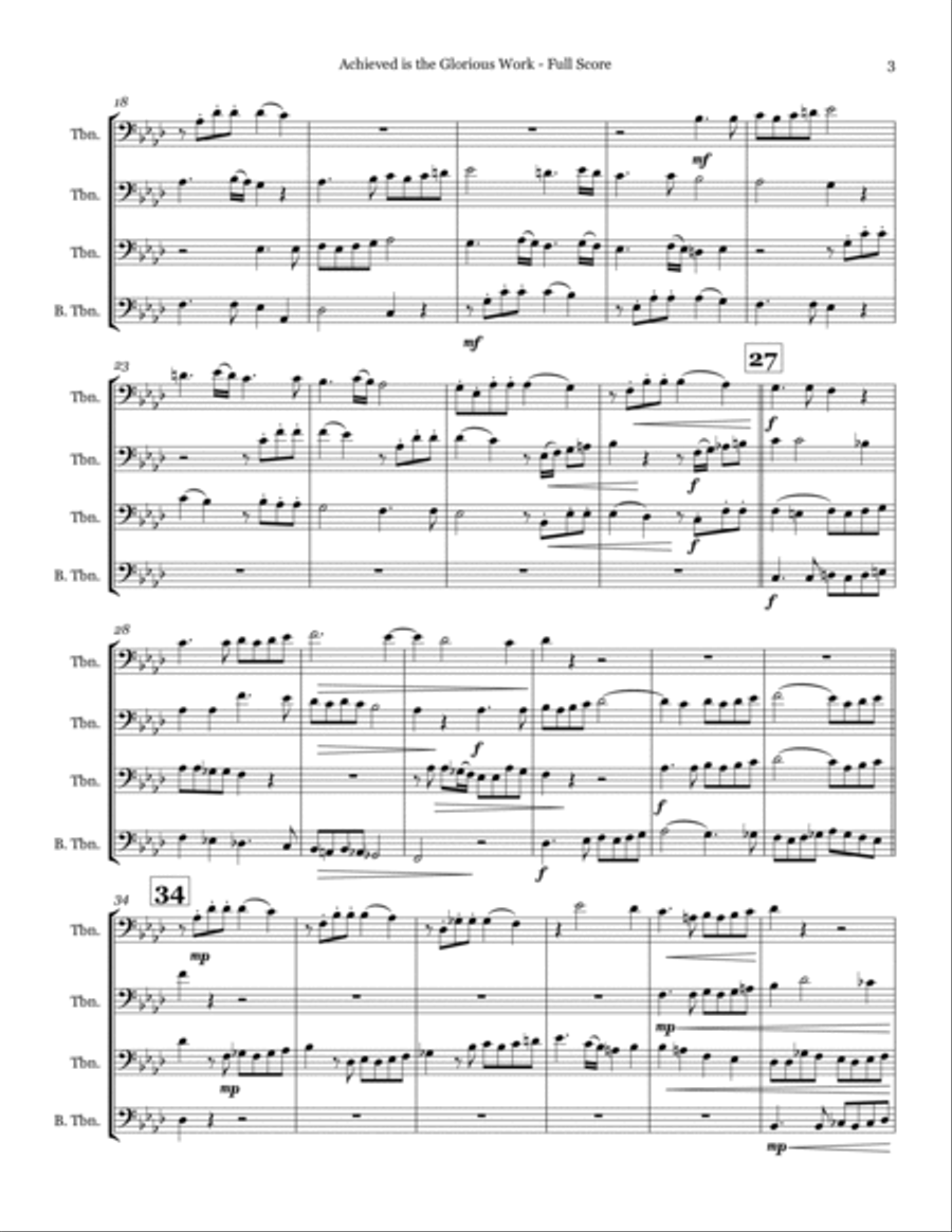 Achieved is the Glorious Work - Trombone Quartet Trombone Quartet scores gallery preview page 3