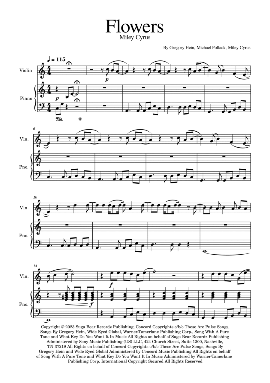 Flowers Violin Solo scores gallery preview page 1