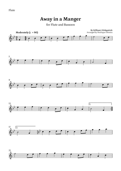 Away in a Manger (Flute and Bassoon) - Beginner Level image number null