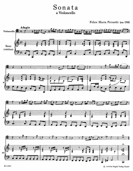 Sonata for Violoncello and Basso continuo in C major