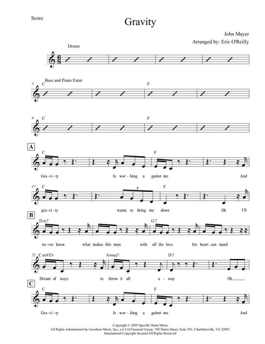 Gravity Gravity Piano scores gallery preview page 1