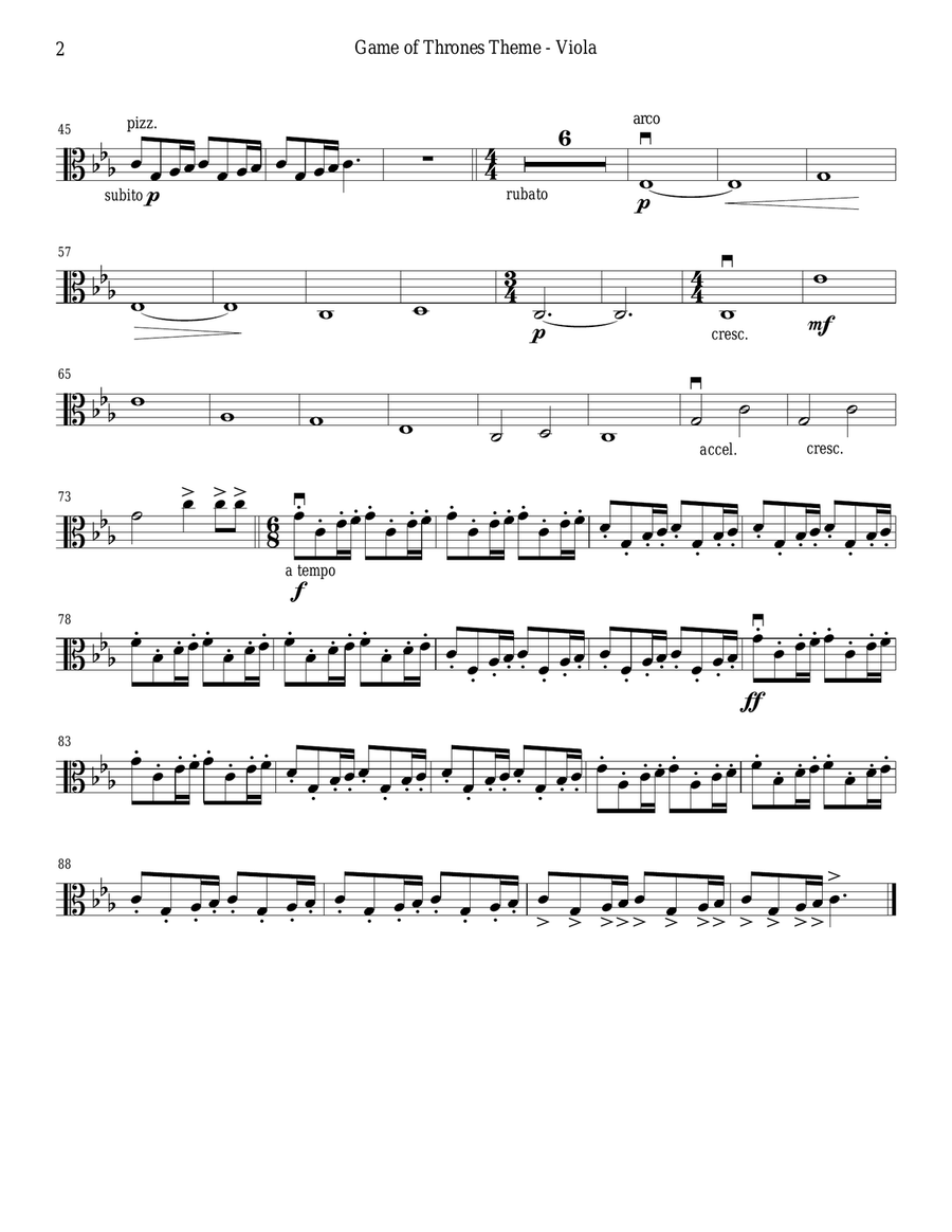 Game Of Thrones String Quartet scores gallery preview page 6