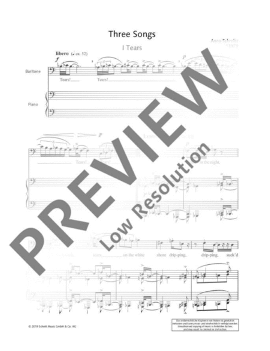 Three Songs Baritone Voice scores gallery preview page 6