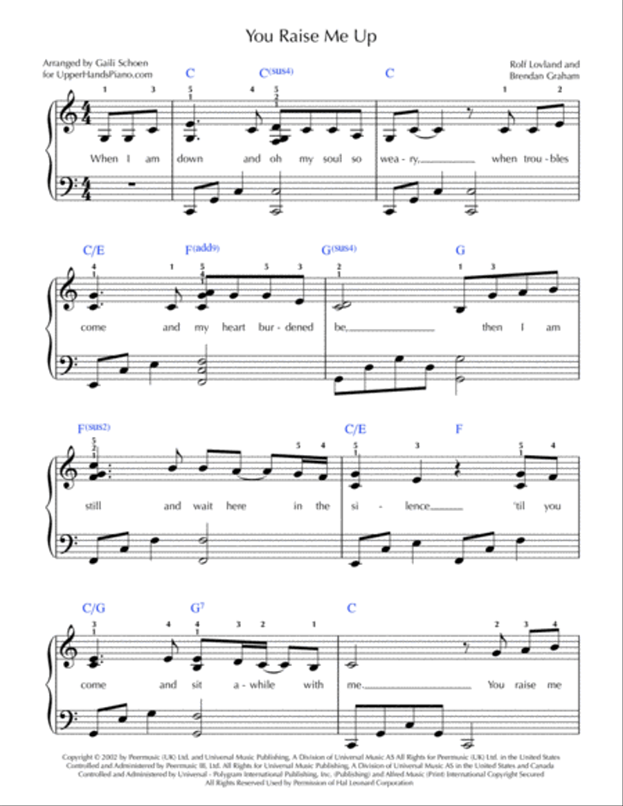 You Raise Me Up Piano, Vocal, Guitar scores gallery preview page 1