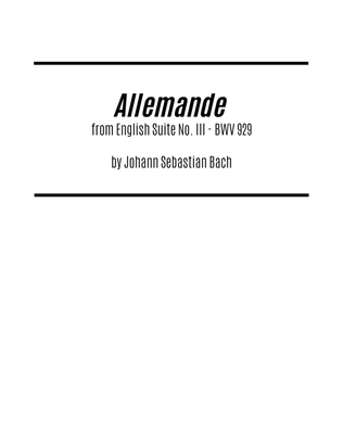 Allemande from English Suite No. 3 (BWV 808) (for Solo Guitar)
