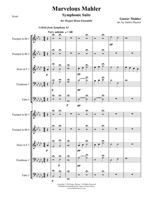 Book cover for Marvelous Mahler Symphonic Suite for 10-part Brass Ensemble