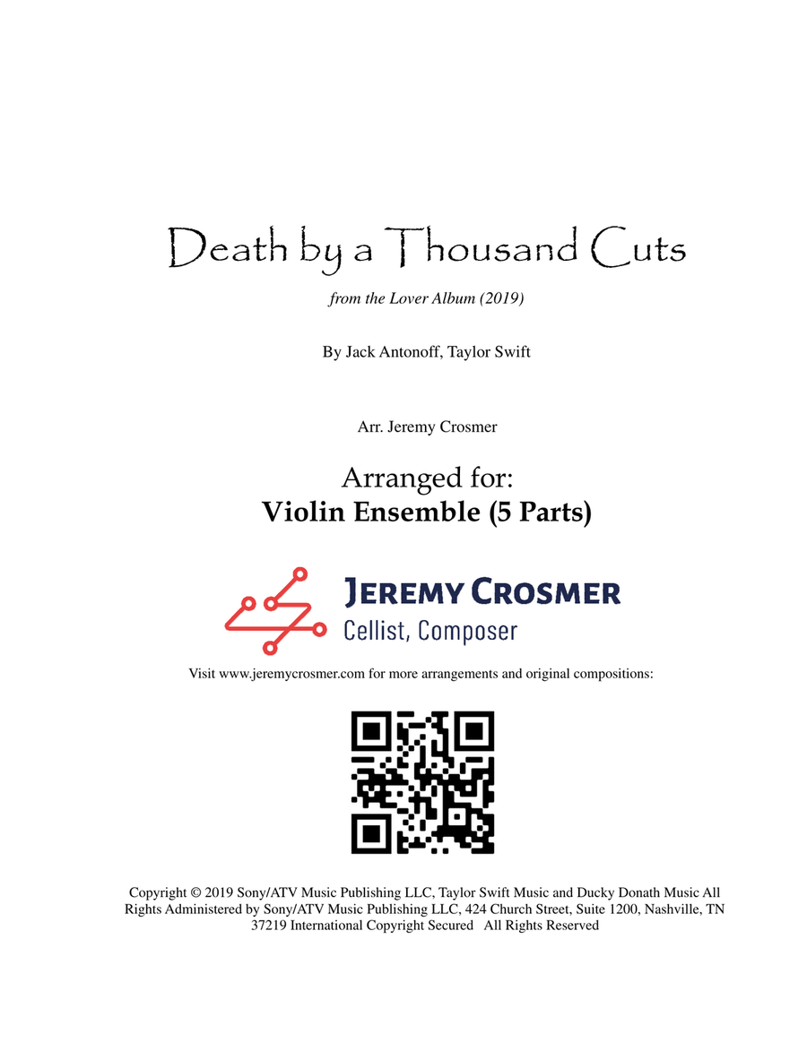 Death By A Thousand Cuts Violin scores gallery preview page 1