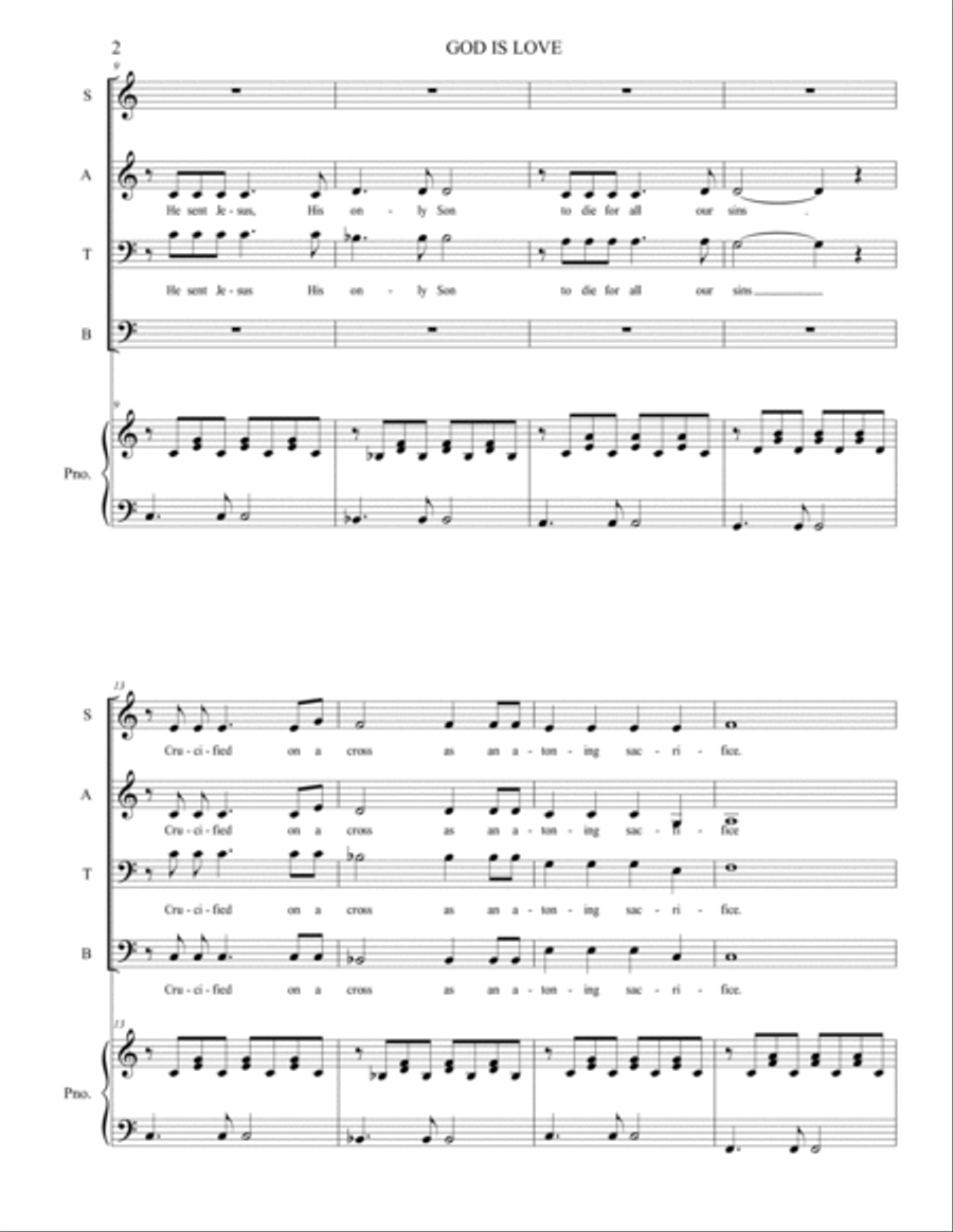 God is Love (1John 4:7-20) 4-Part scores gallery preview page 2