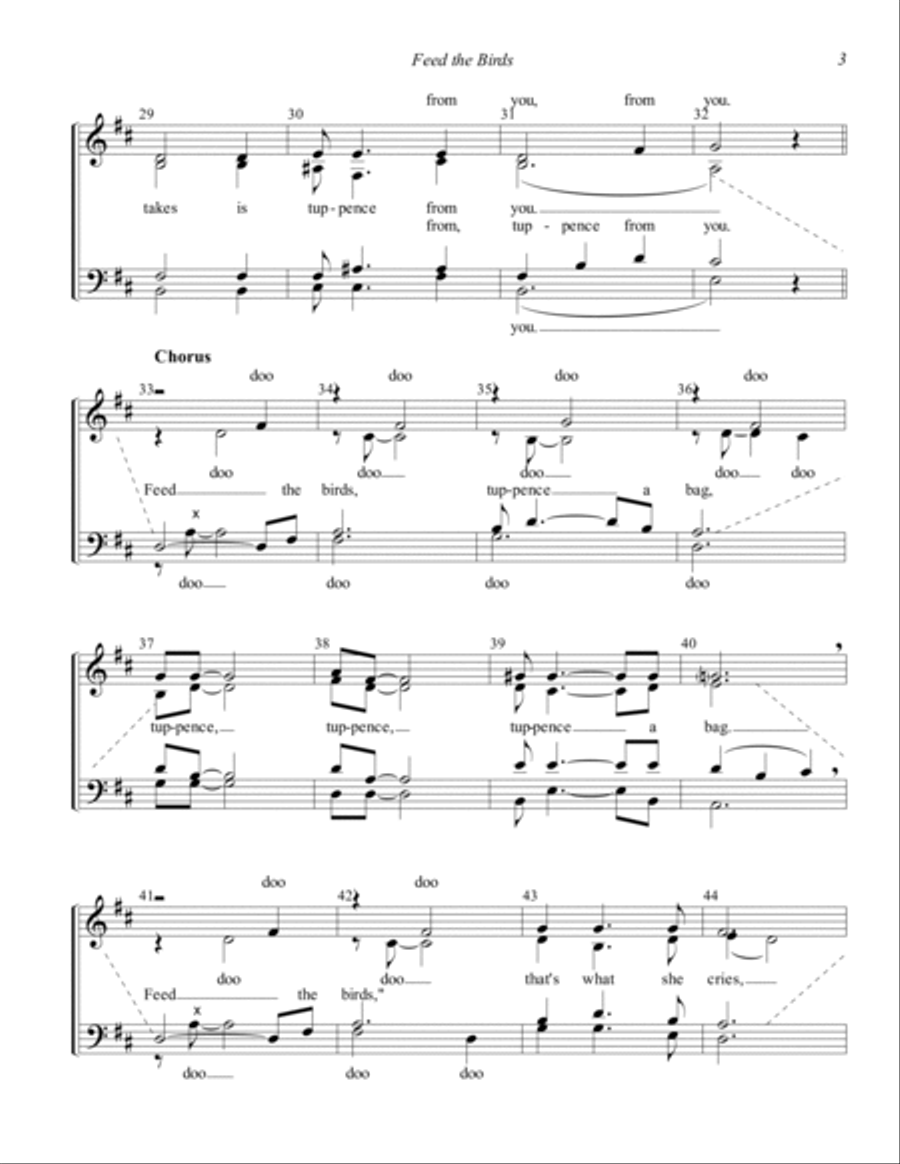 Feed The Birds (tuppence A Bag) 4-Part scores gallery preview page 3