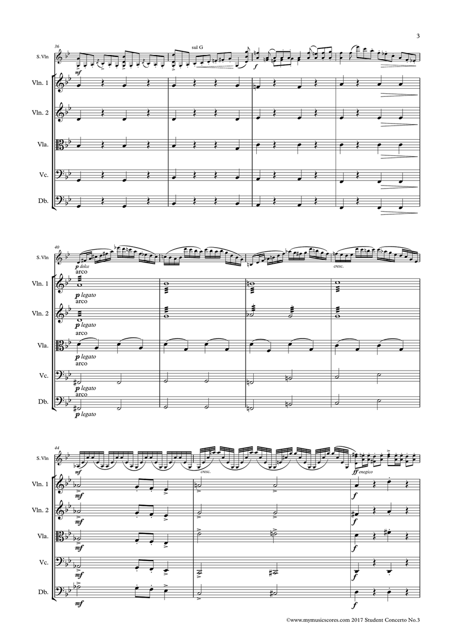 Seitz Pupil's Violin Concerto No. 3 in G minor for Violin and String Orchestra String Orchestra scores gallery preview page 4