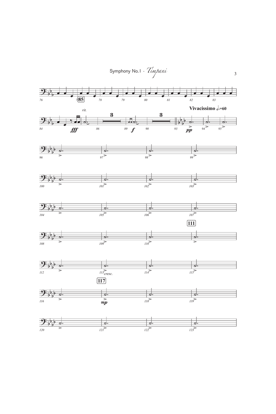 Symphony No. 1 (Timpani) Percussion scores gallery preview page 3