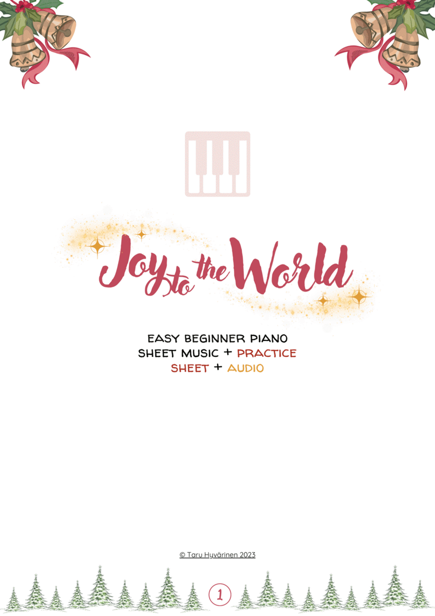 Easy Beginner Piano PRACTICE SHEET + AUDIO Piano Sheet Music 'Joy to the World' image number null